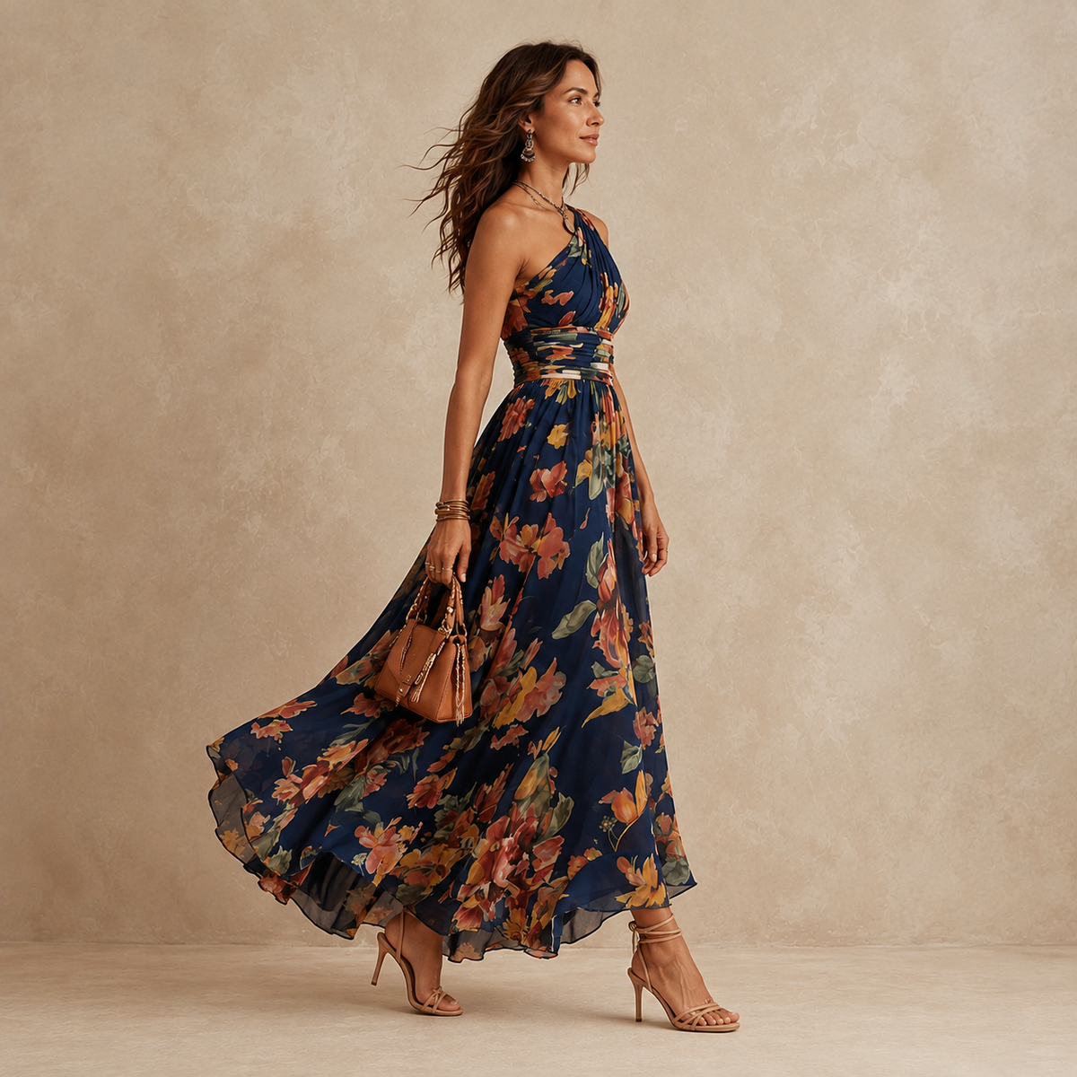 Celeste™ - One-Shoulder Floral Maxi Dress