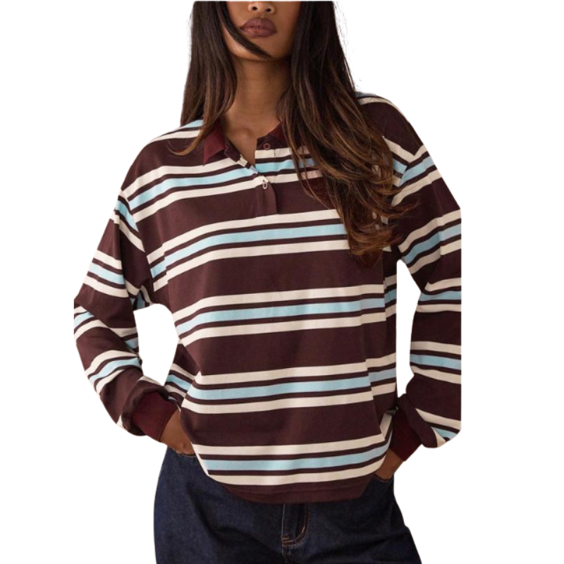 Aiko™ | Refined Striped Long Sleeve Top