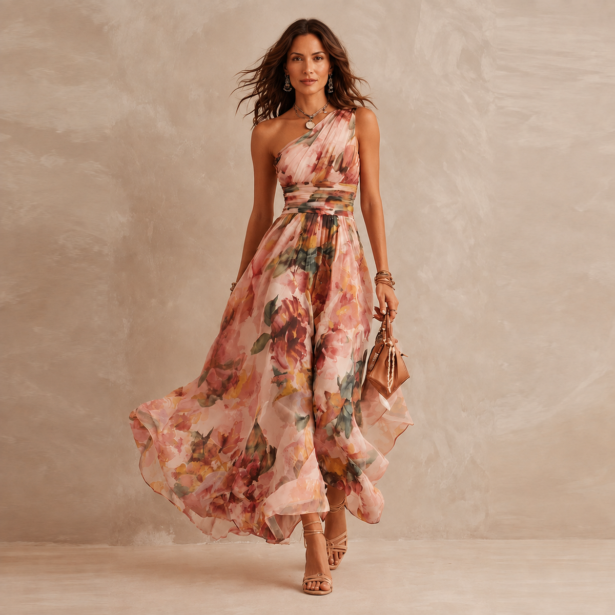 Celeste™ - One-Shoulder Floral Maxi Dress