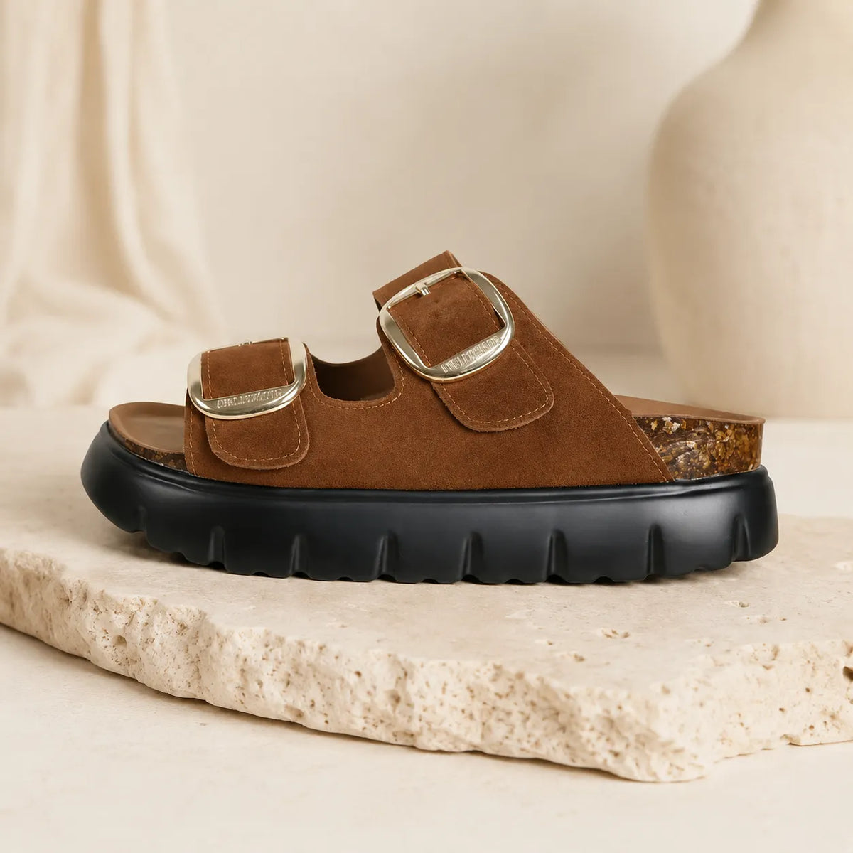 Serena | Double-Buckle Platform Slides