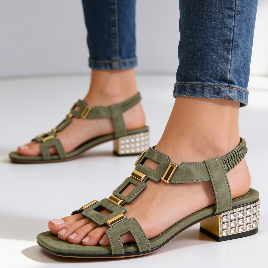 Odette | Crystal Heel Sandals