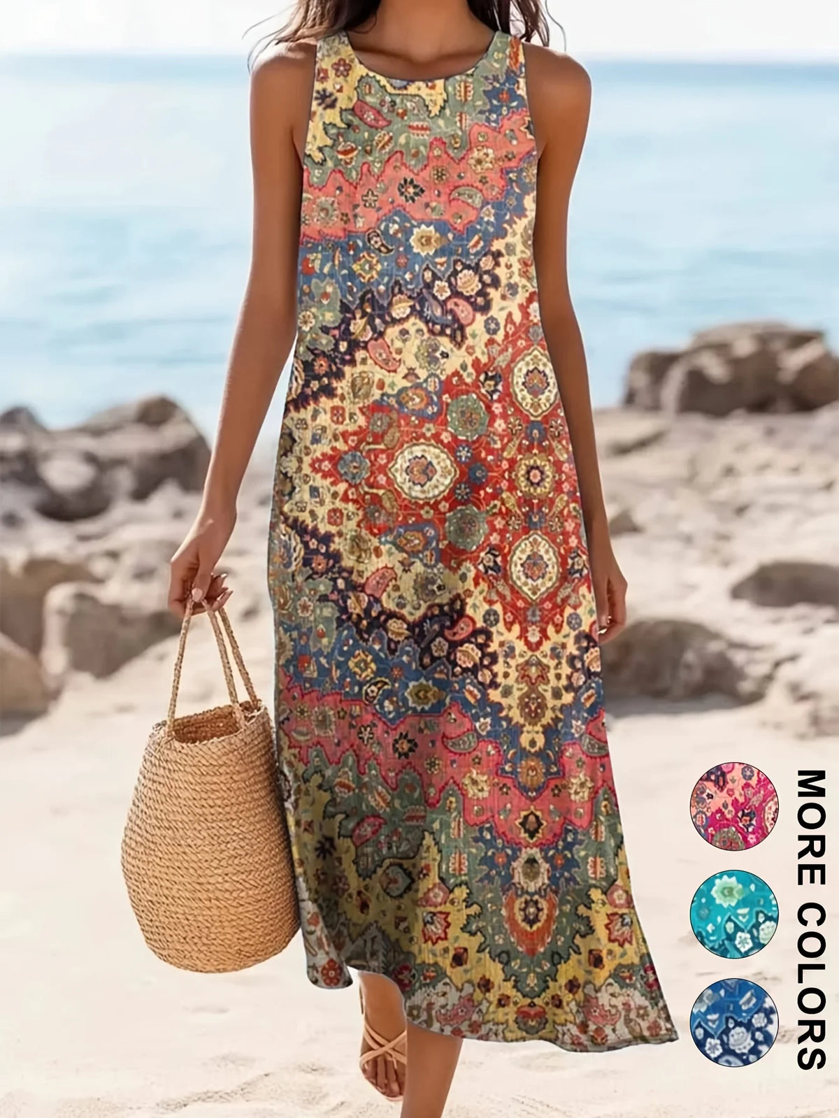 Paisley Print Sleeveless Maxi Dress