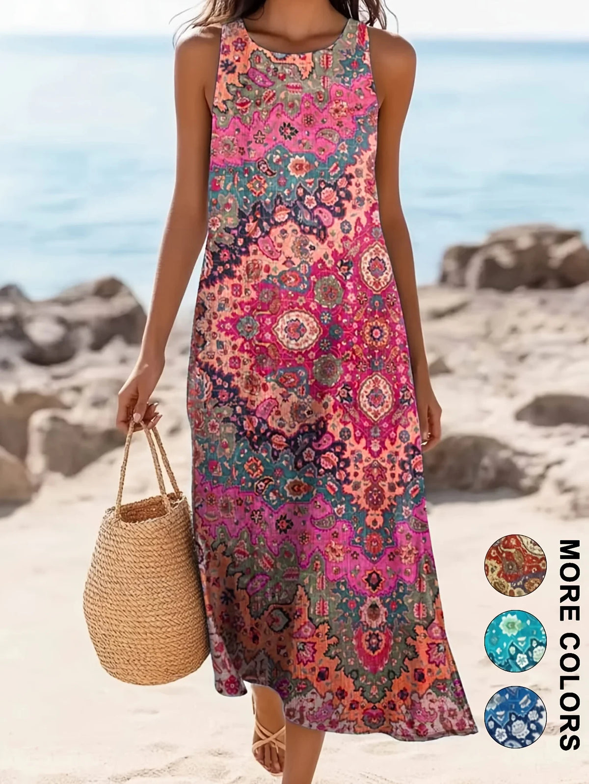 Paisley Print Sleeveless Maxi Dress