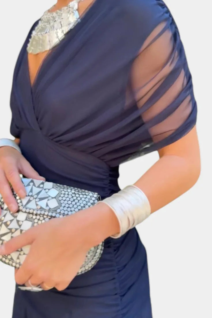Mesh Print Spaghetti Strap Midi Dress
