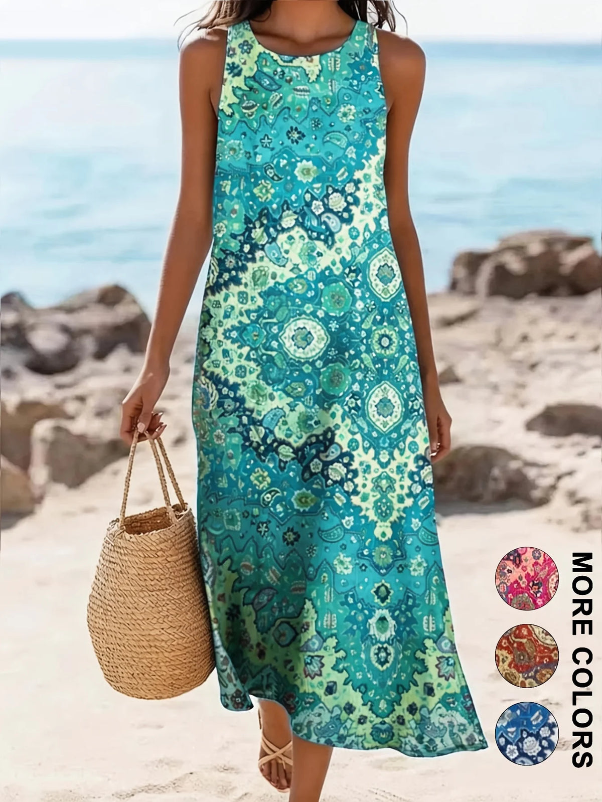 Paisley Print Sleeveless Maxi Dress