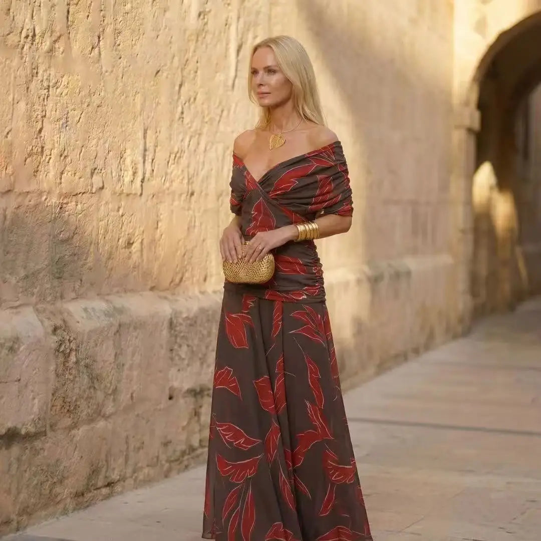 Mesh Print Spaghetti Strap Midi Dress
