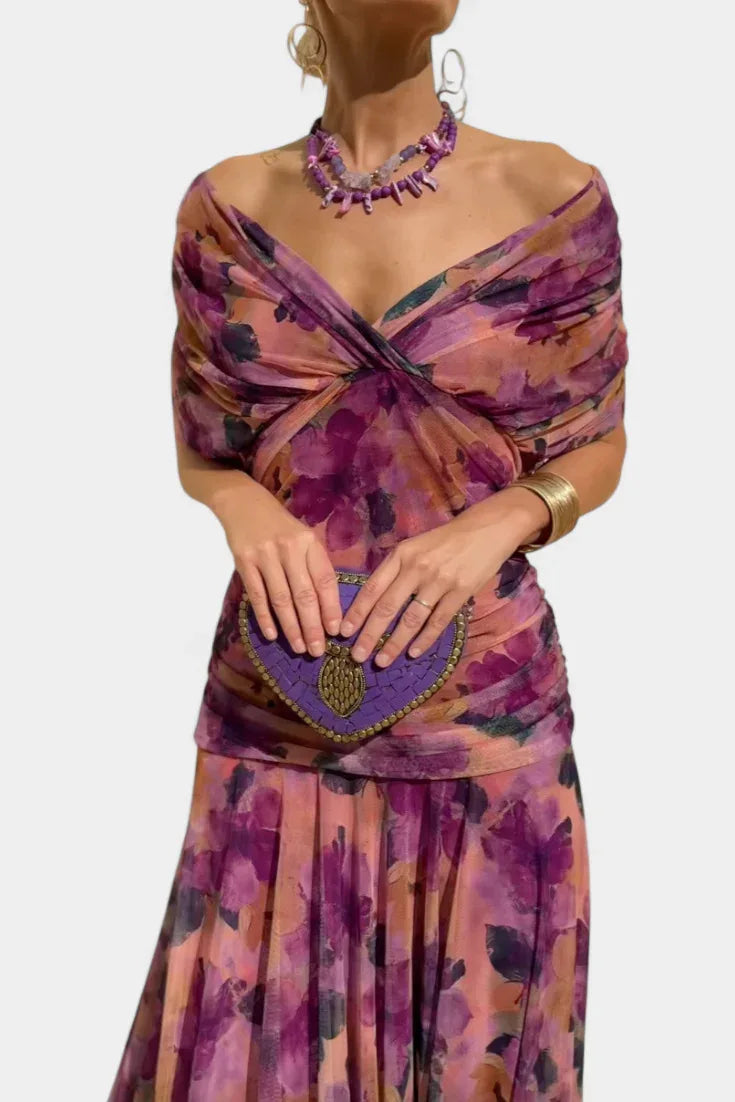 Mesh Print Spaghetti Strap Midi Dress