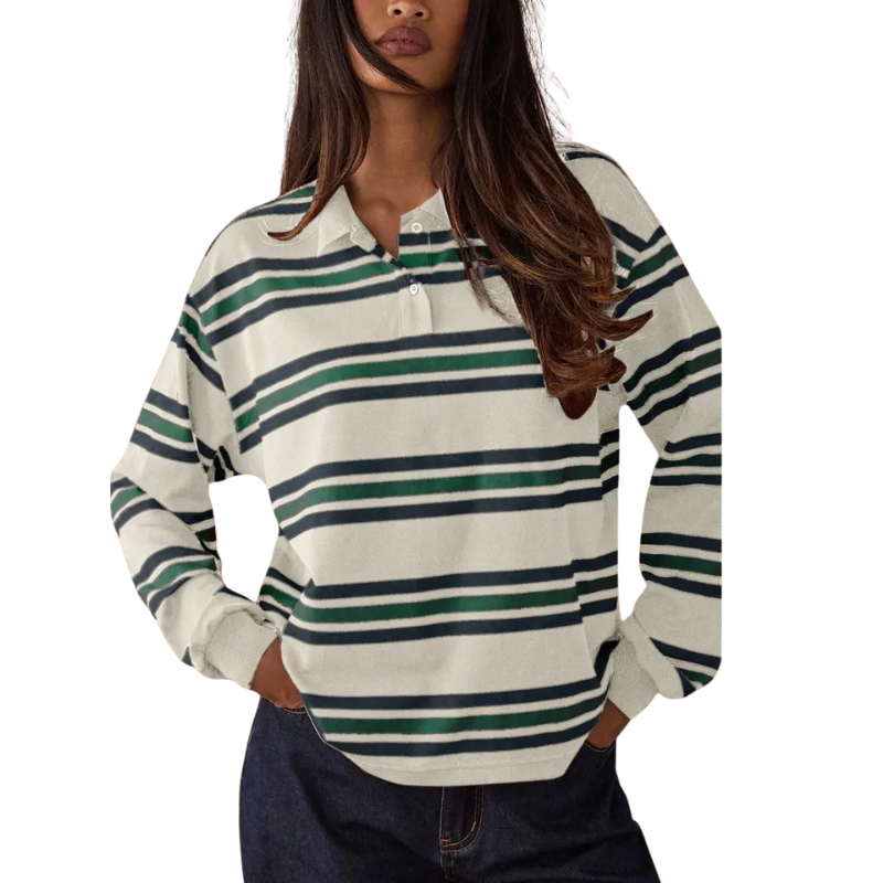 Aiko™ | Refined Striped Long Sleeve Top
