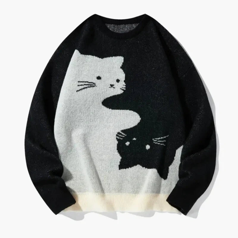 Cozy Cat Graphic Knit Sweater