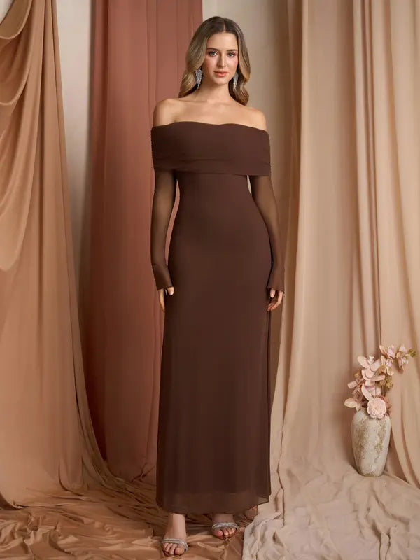 Andrea™ | Women's Off-The-Shoulder Ruched Contrast Sequin Bodycon Dress