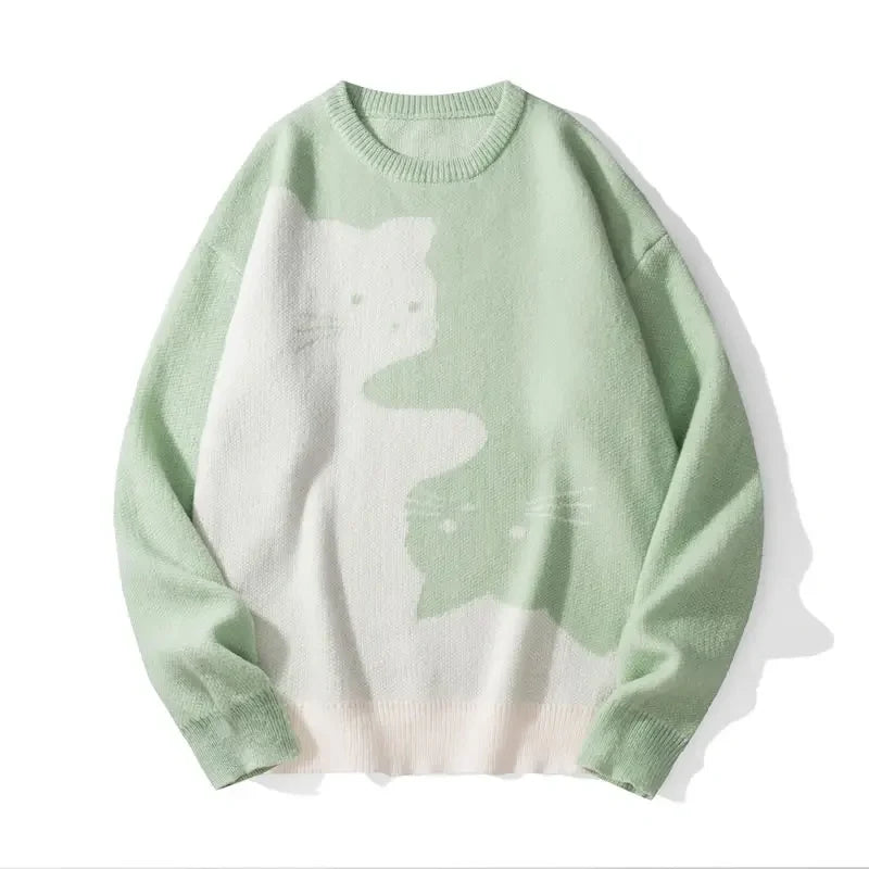 Cozy Cat Graphic Knit Sweater