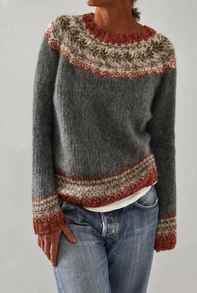 Adeline™ | Scenic Forest Pattern Knit Sweater