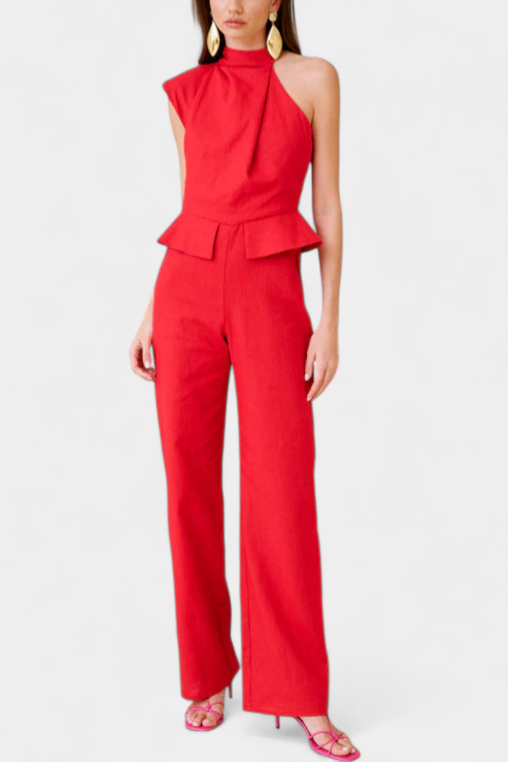 Asymmetrical Linen-Cotton Jumpsuit by Nerida