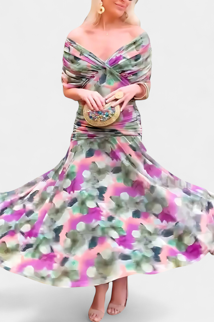 Alondra™ | Long Floral Dress with V-Neck
