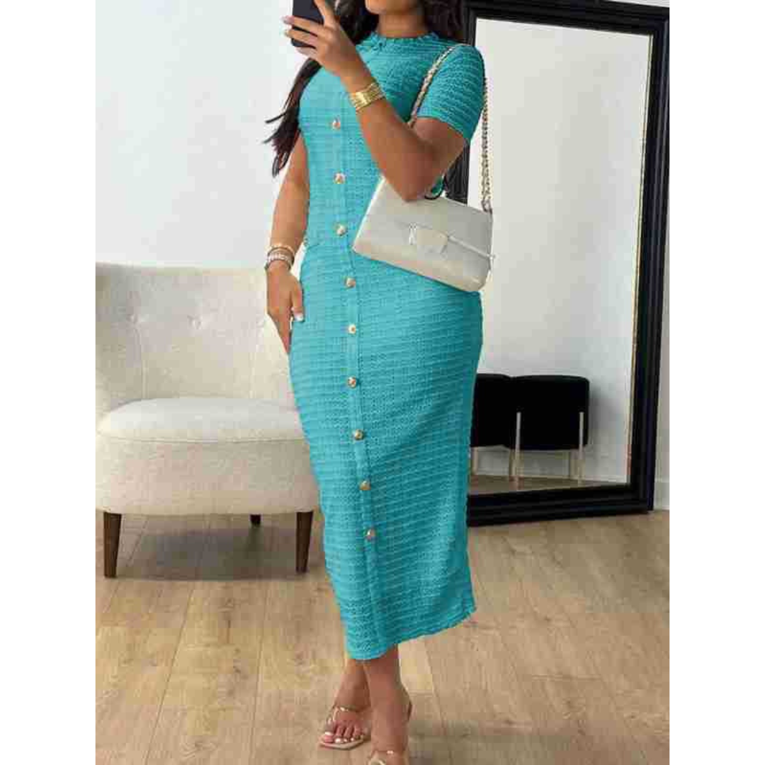Alina™ | Elegant Crew Neck Formal Midi Dress