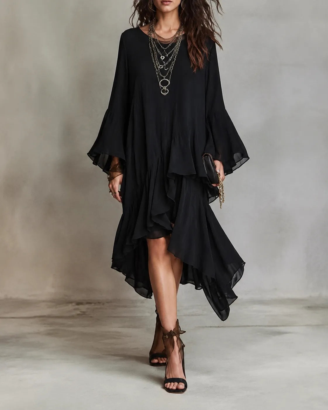 Valeria | Ruffled High-Low Midi Dress