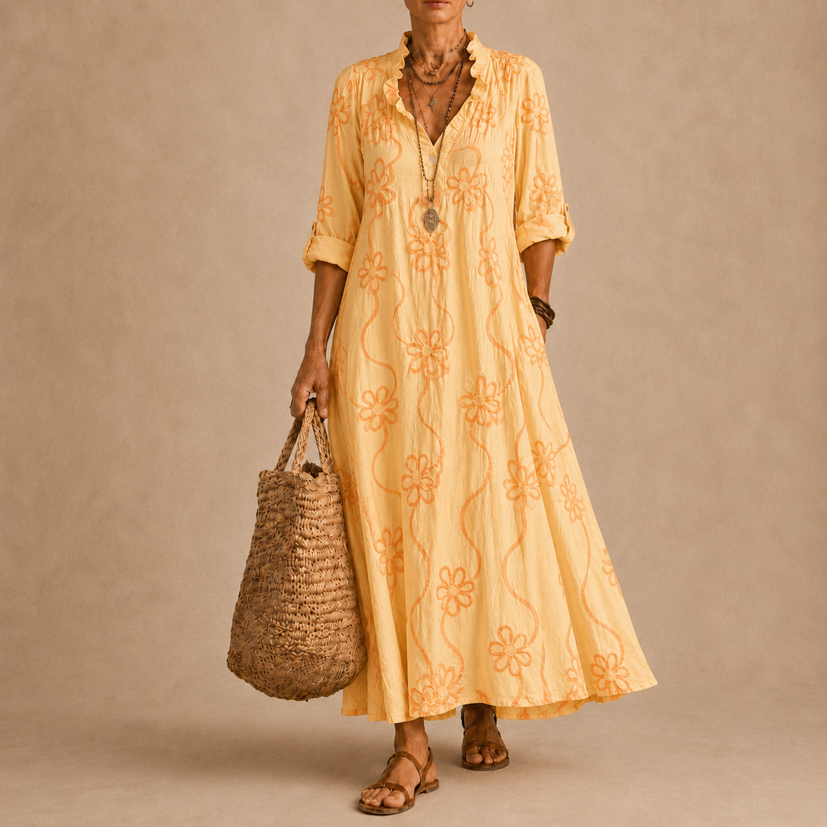 Sienna™ | Flower-print summer dress that conceals the tummy