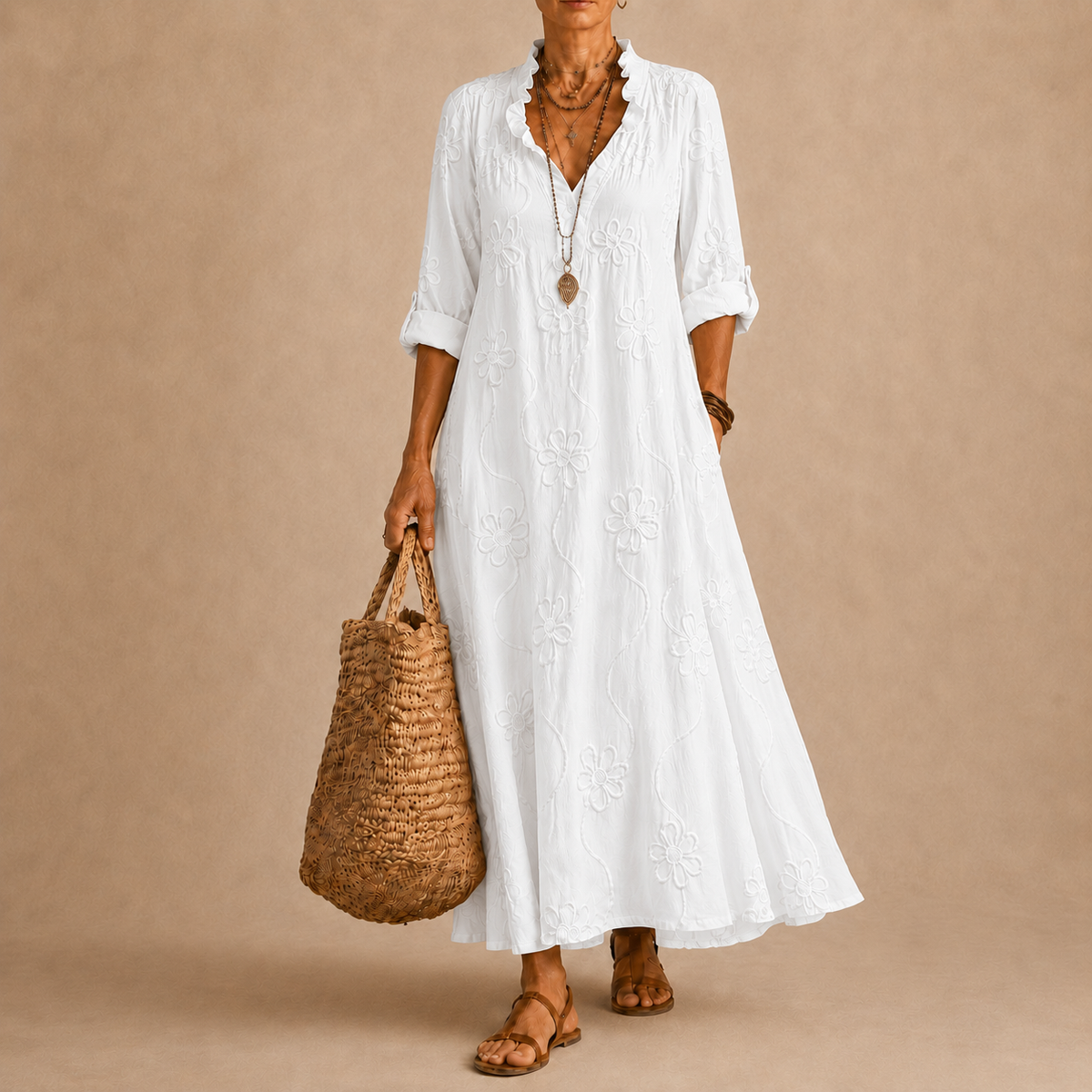 Sienna™ | Flower-print summer dress that conceals the tummy