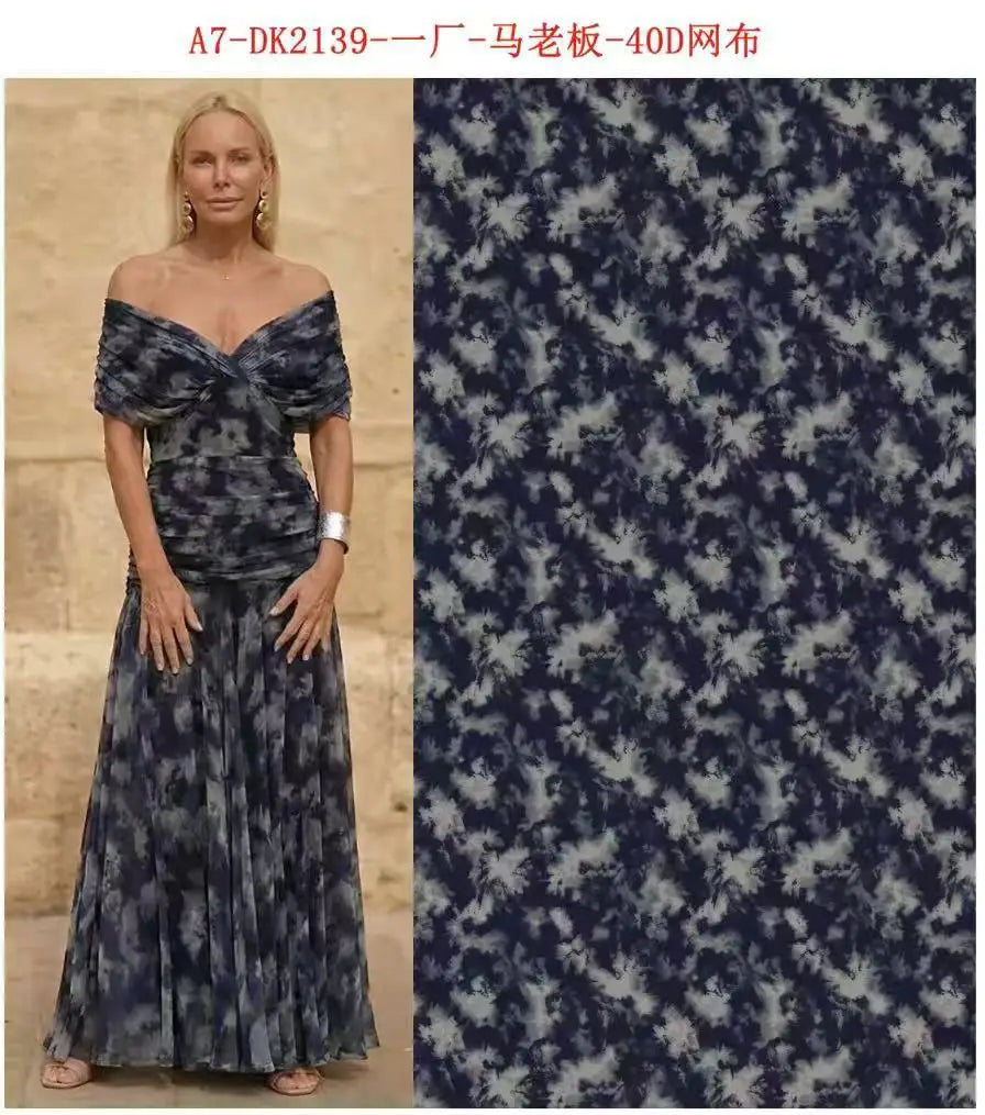 Mesh Print Spaghetti Strap Midi Dress