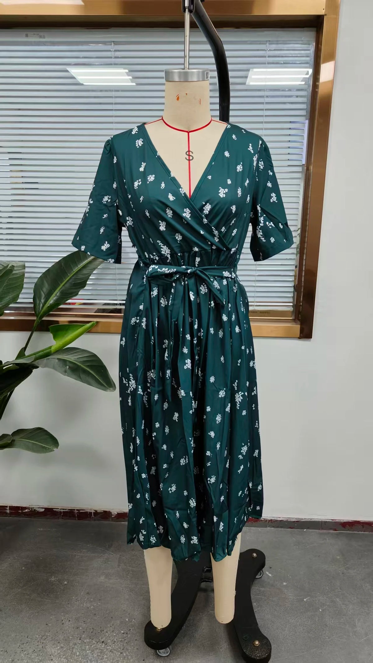 Isla™ - Floral Mosaic V-Neck Wrap Dress