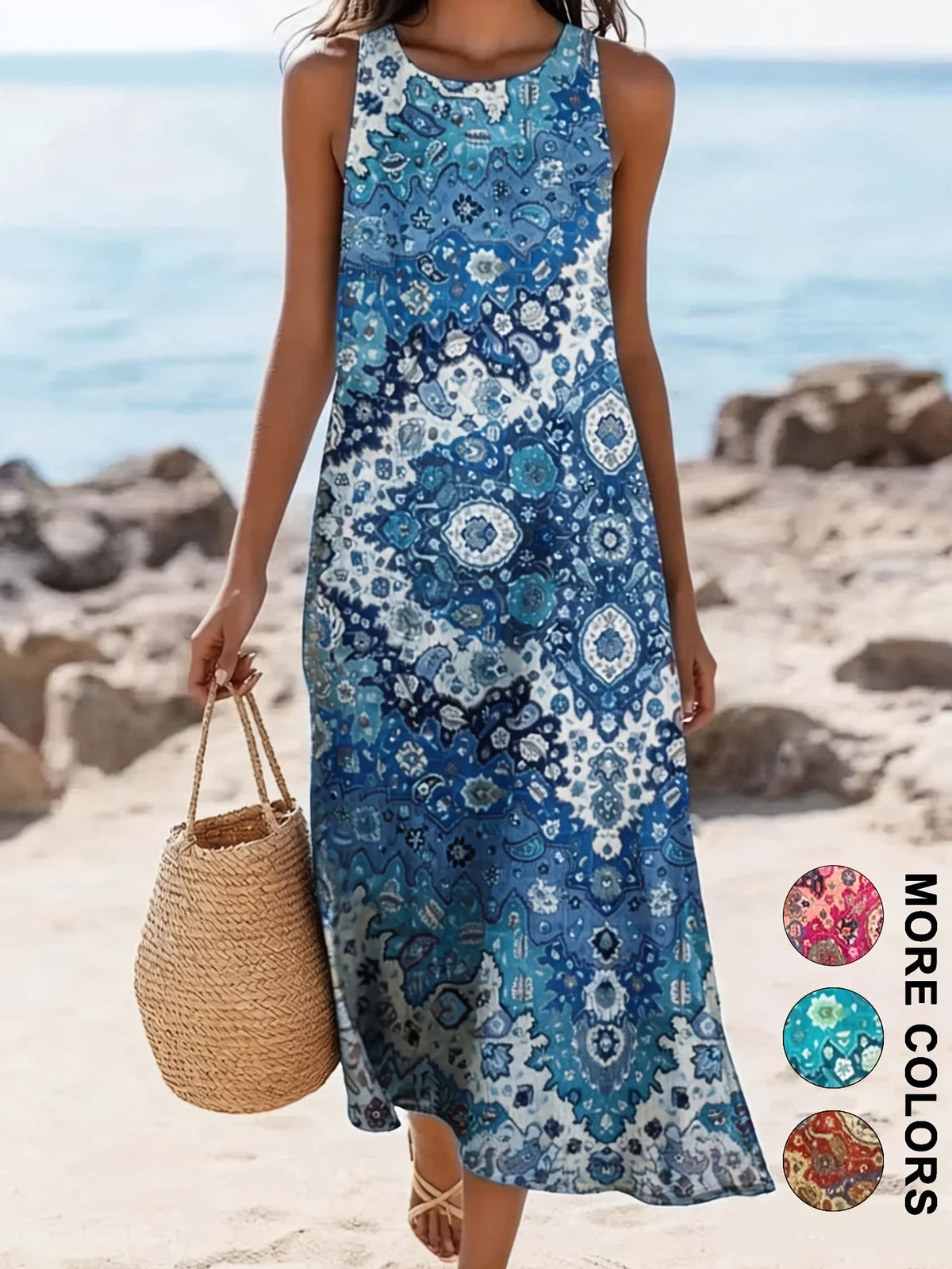 Paisley Print Sleeveless Maxi Dress