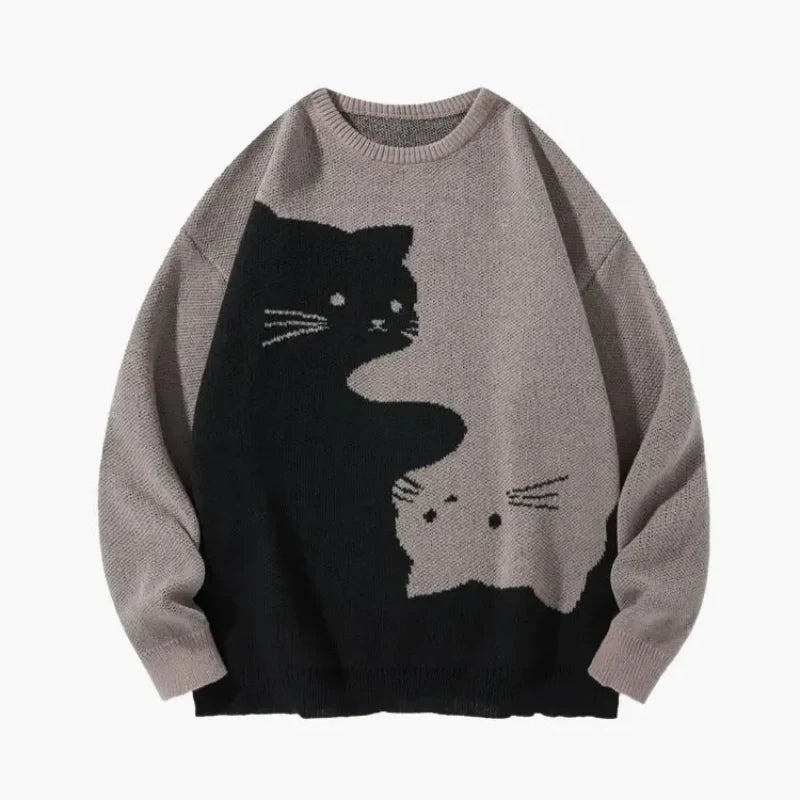 Cozy Cat Graphic Knit Sweater