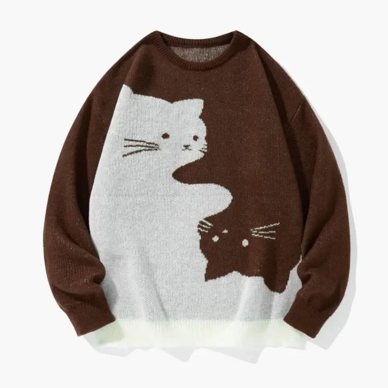 Cozy Cat Graphic Knit Sweater