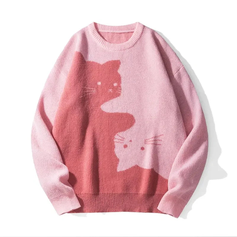 Cozy Cat Graphic Knit Sweater