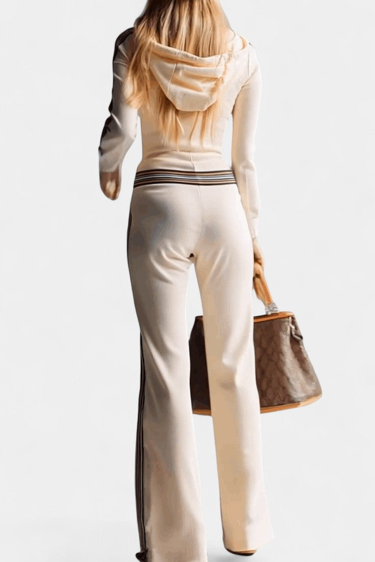 Angelise | Striped Hooded Knit Jumpsuit