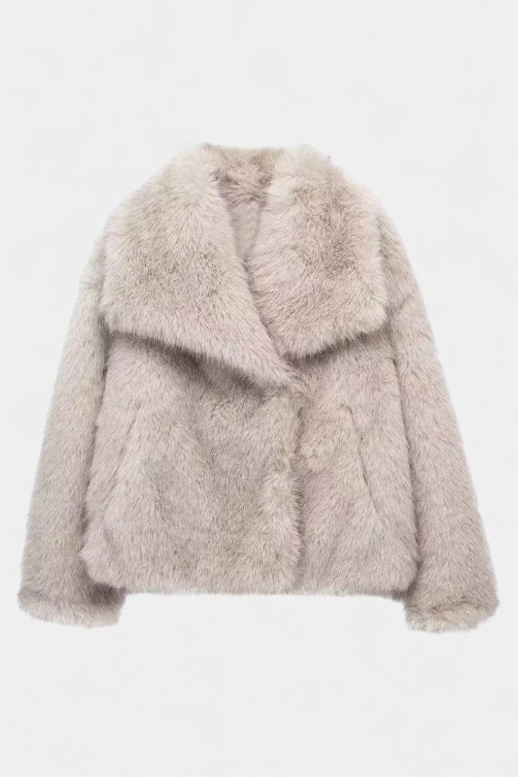 Aurorette Statement Collar Oversized Faux Fur Coat