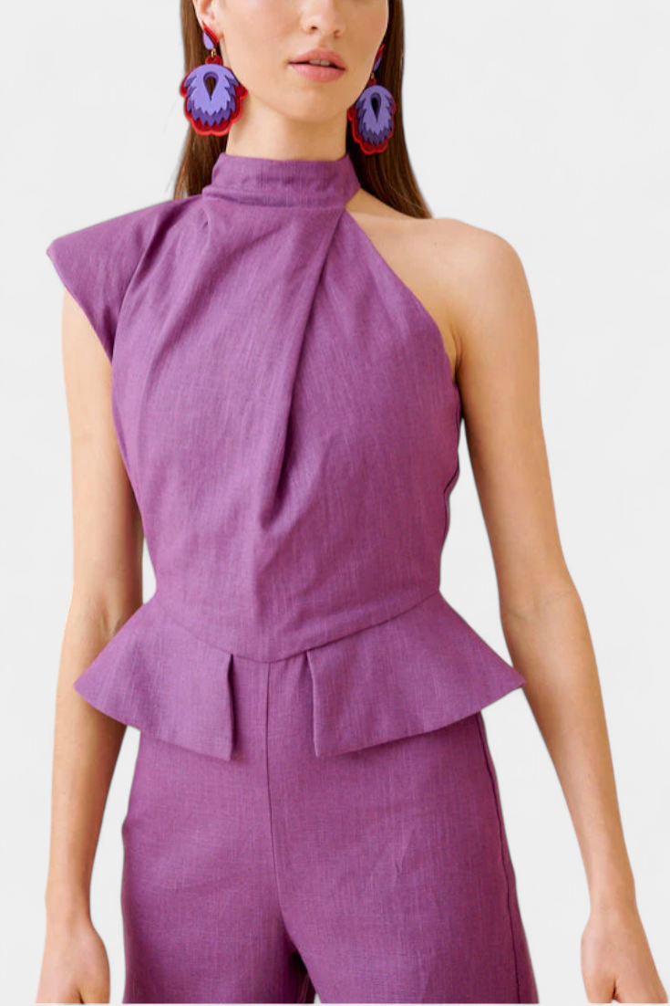 Asymmetrical Linen-Cotton Jumpsuit by Nerida
